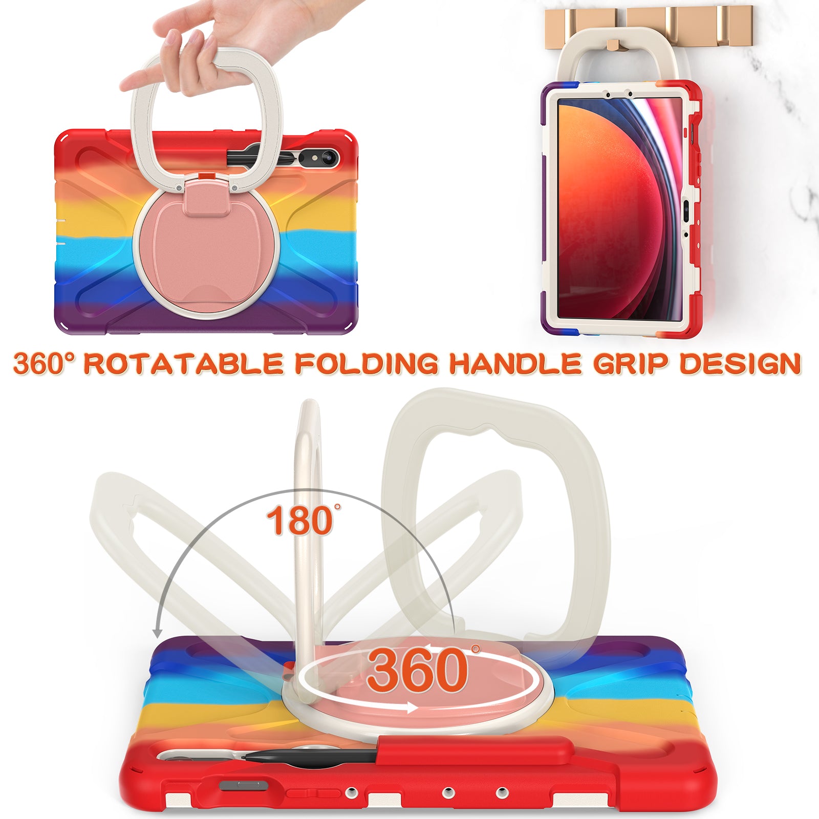 For Samsung Galaxy Tab S9 S8 S7 Hard PC Soft Silicone Case Rotating Kickstand Shockproof Tablet Cover For Samsung Galaxy Tab S9 S8 S7 Hard PC Soft Silicone Case Rotating Kickstand Shockproof Tablet Cover